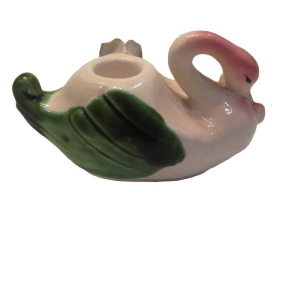 Vintage Ceramic Swan Trinket Or Candle Holder - Picture 3 of 5
